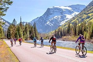 bicyclists on a mountain road