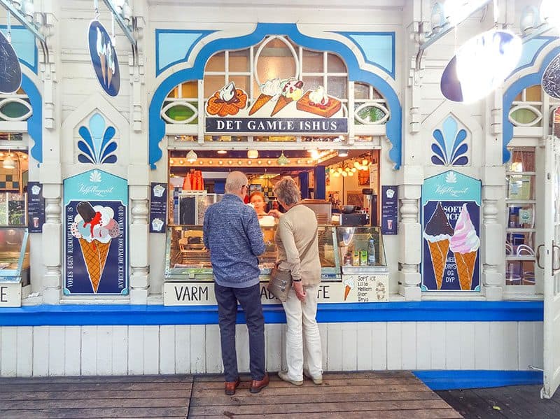 a couple ordering ice cream at a colorful shop window seen during 2 days in Copenhagen