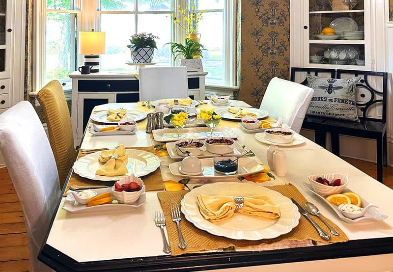 a table set for breakfast at a B&B seen on a road trip from fredericton to saint john NB