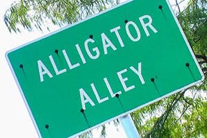 road sign for Alligator Alley