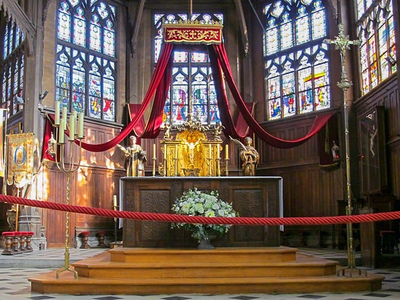 the altar in an ancient church in Honfleur France