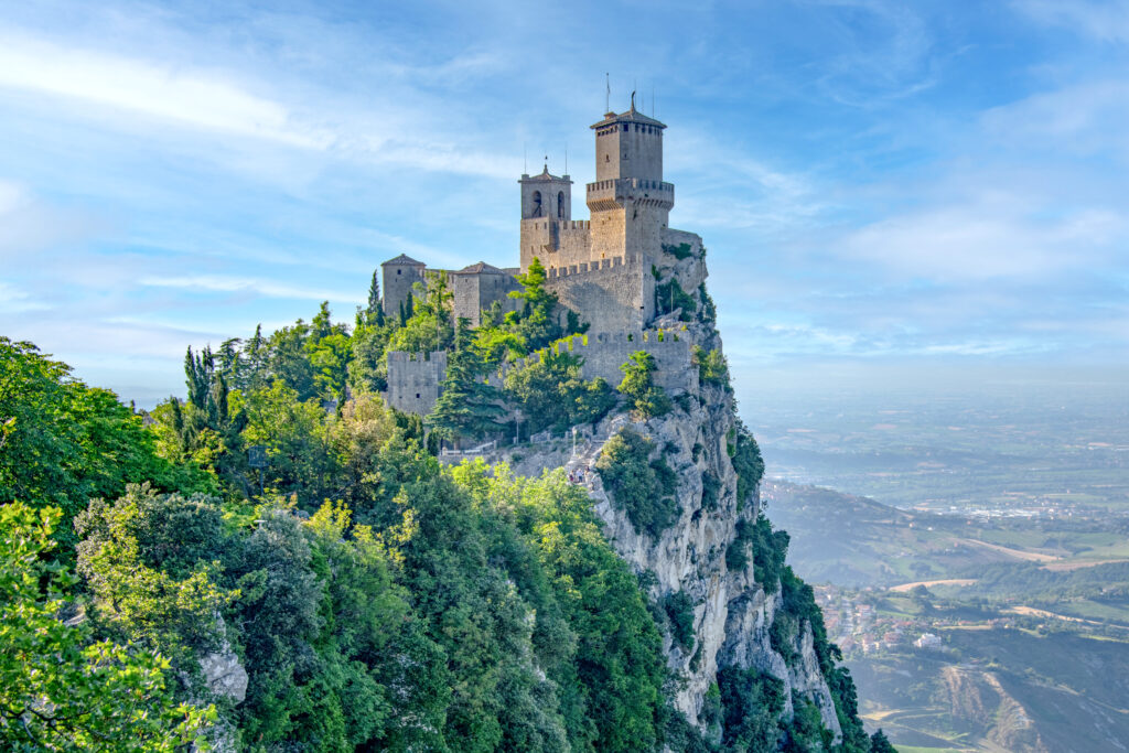 a castle on a mountaintop