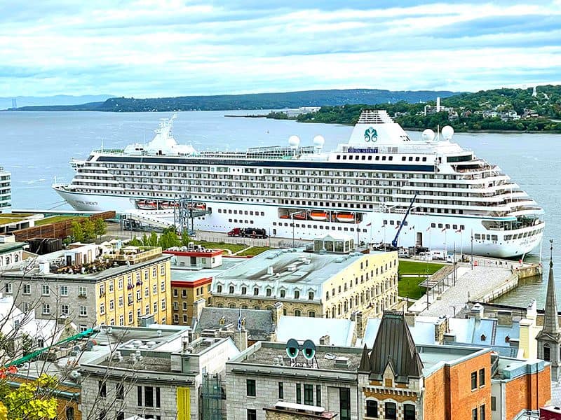 The Crystal Serenity at dock in Quebec