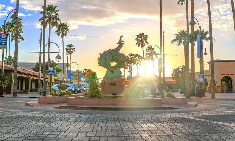 a street in the Old Town district of Scottsdale, Arizona