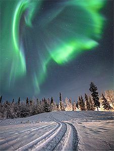 Northern Lights near Fairbanks Alaska in winter