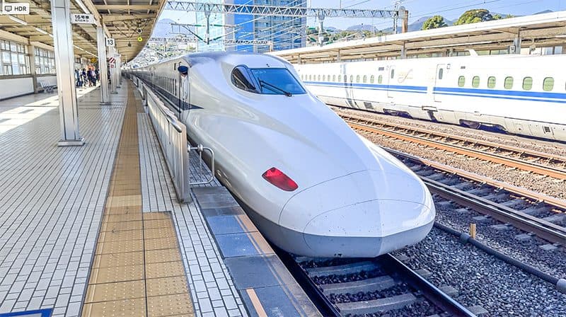 one of Japan's sleek white bullet trains
