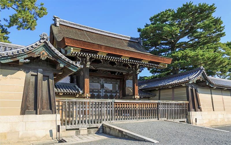 an old entrance with a gate to an Imperial Palace - one of the things to do in Kyoto