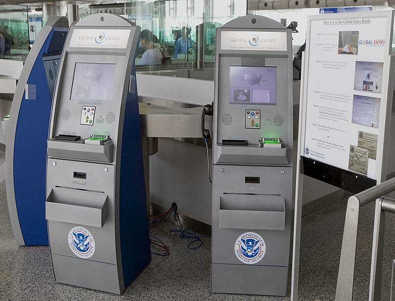 Global Entry kiosks in an airport
