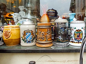 beer steins in a shop in Passau Germany