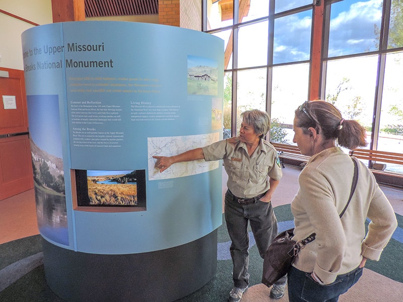 two women at a museum exhibit in Fort Benton MT