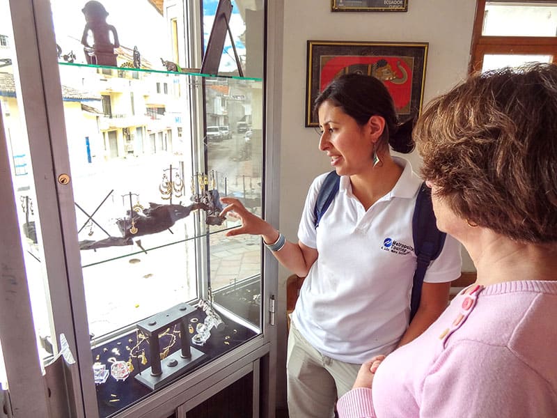 two women in a jewelry store - one of the things to do in Cuenca