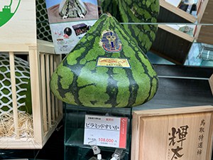 A triangular-shaped watermelon