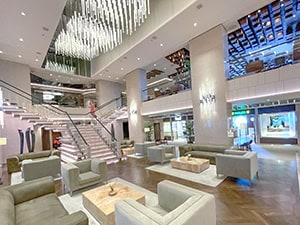 the opulent lobby of the Explora 1