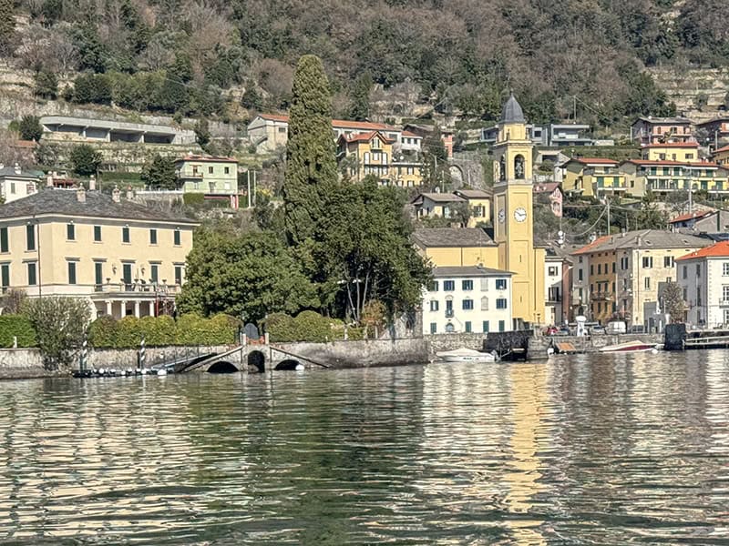 a village along a lake