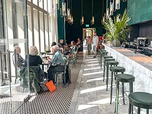 people sitting in a restaurant