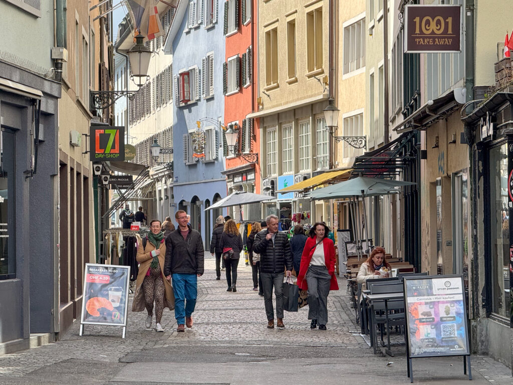 a colorful view of teh Old Town seen on a 3 days in Zurich trip