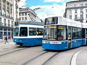 two trollies on a street