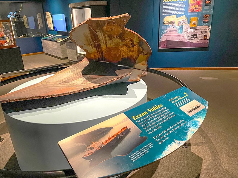 an exhibit of a ship's hull in a museum 