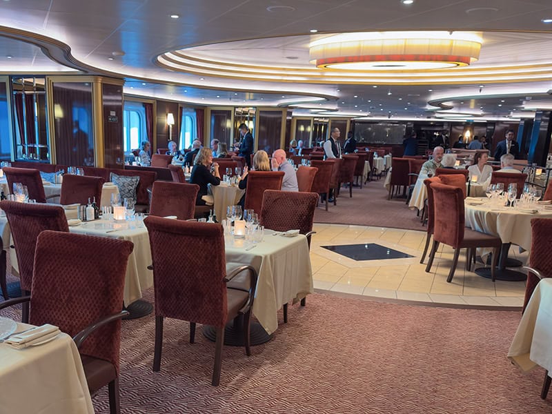 a dining room aboard the Silversea Silver Moon