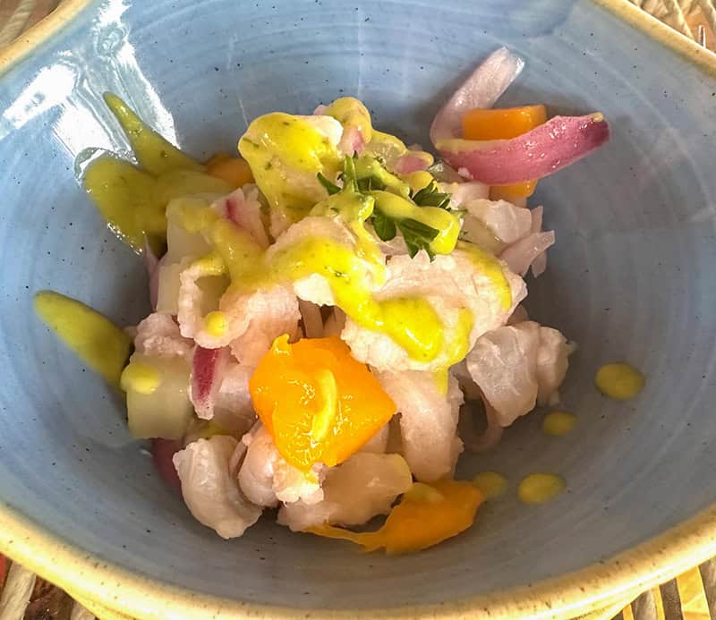 a bowl of ceviche