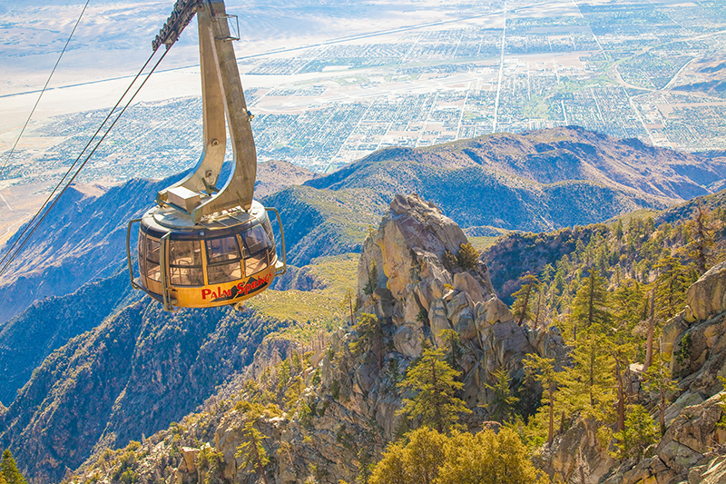 aerial tram over mountains