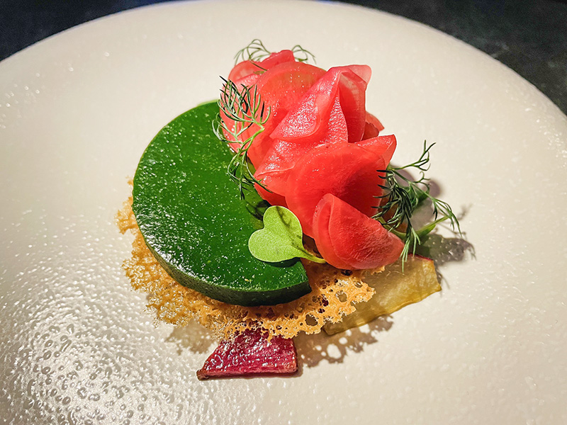 a restaurant appetizer of radish enjoyed during 3 days in Montreal